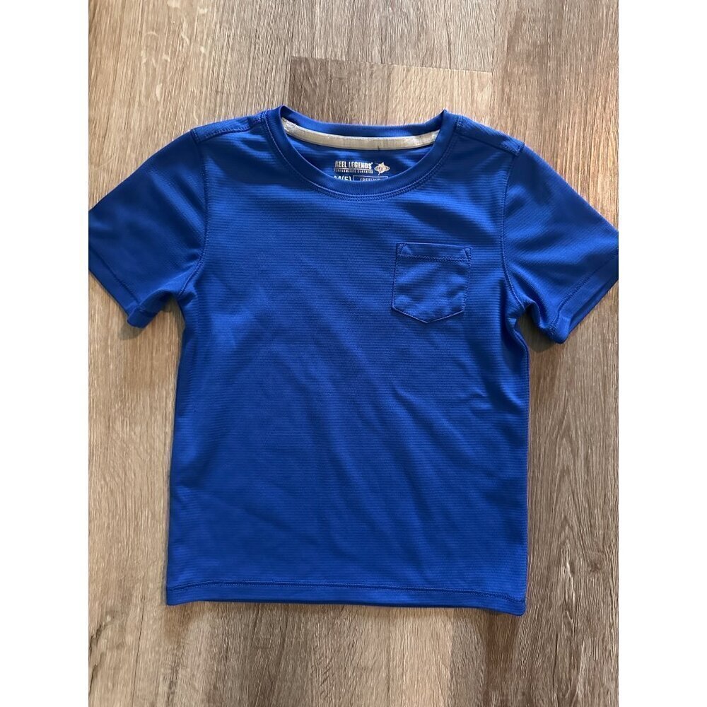 Reel Legends Free Line Blue Performance Shirt Youth Boy Size 5